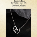 Colar Feminino Duplo Coração Banhado a Ouro / Prata Presente Romântico Delicado Moda Casual e Festa