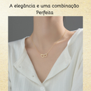 Colar Feminino Duplo Coração Banhado a Ouro / Prata Presente Romântico Delicado Moda Casual e Festa