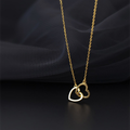 Colar Feminino Duplo Coração Banhado a Ouro / Prata Presente Romântico Delicado Moda Casual e Festa