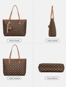 TOMI MITO Bolsa Feminina Casual de Ombro com Estampa Geométrica e Pingente Charmoso para Trabalho e Passeios TM9187