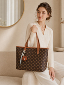 TOMI MITO Bolsa Feminina Casual de Ombro com Estampa Geométrica e Pingente Charmoso para Trabalho e Passeios TM9187