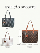 TOMI MITO Bolsa Feminina Casual de Ombro com Estampa Geométrica e Pingente Charmoso para Trabalho e Passeios TM9187