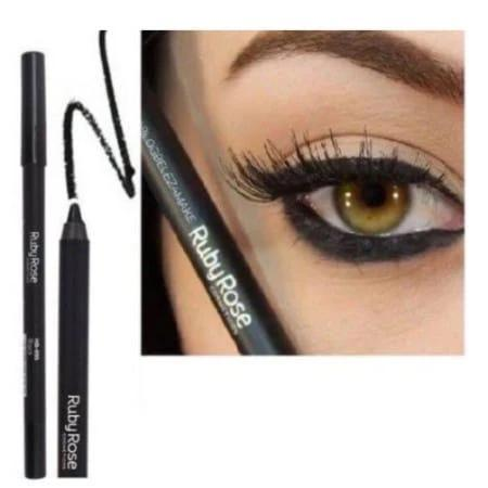Lápis para Olhos Delineador à Prova D'água - Carbon Black / Preto - Ruby Rose (HB050