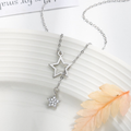 Colar Feminino Estrela Dupla com Strass Banhado