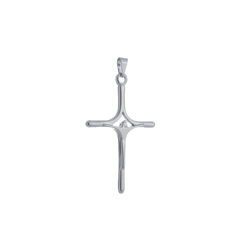 Pingente Prateado Crucifixo Minimalista