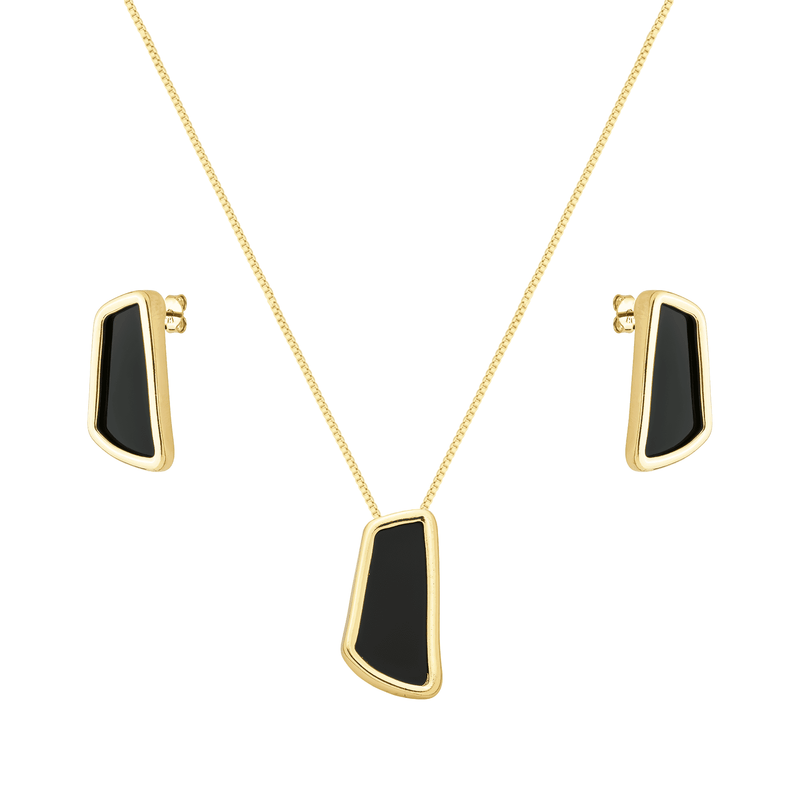 Conjunto Dourado Estilo Orgânico Preto