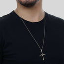 Pingente Prateado Crucifixo Minimalista