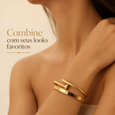 Kit 2 Braceletes Femininos Aço Inox Love Prego Trevo Lisa Prata Dourado