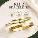 Kit 2 Braceletes Femininos em Aço Inoxidável Antialérgico